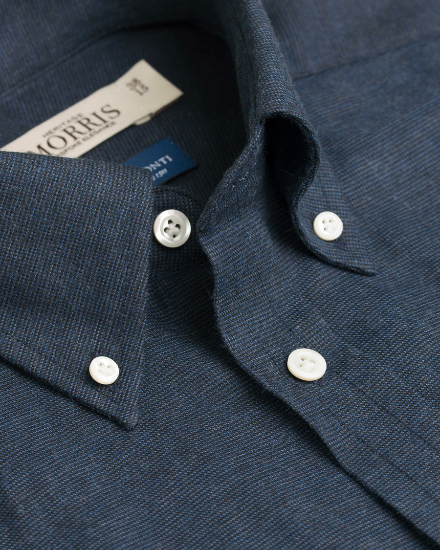 Herr | Skjortor | Morris Heritage | Bond Button Down Flannel Shirt Navy