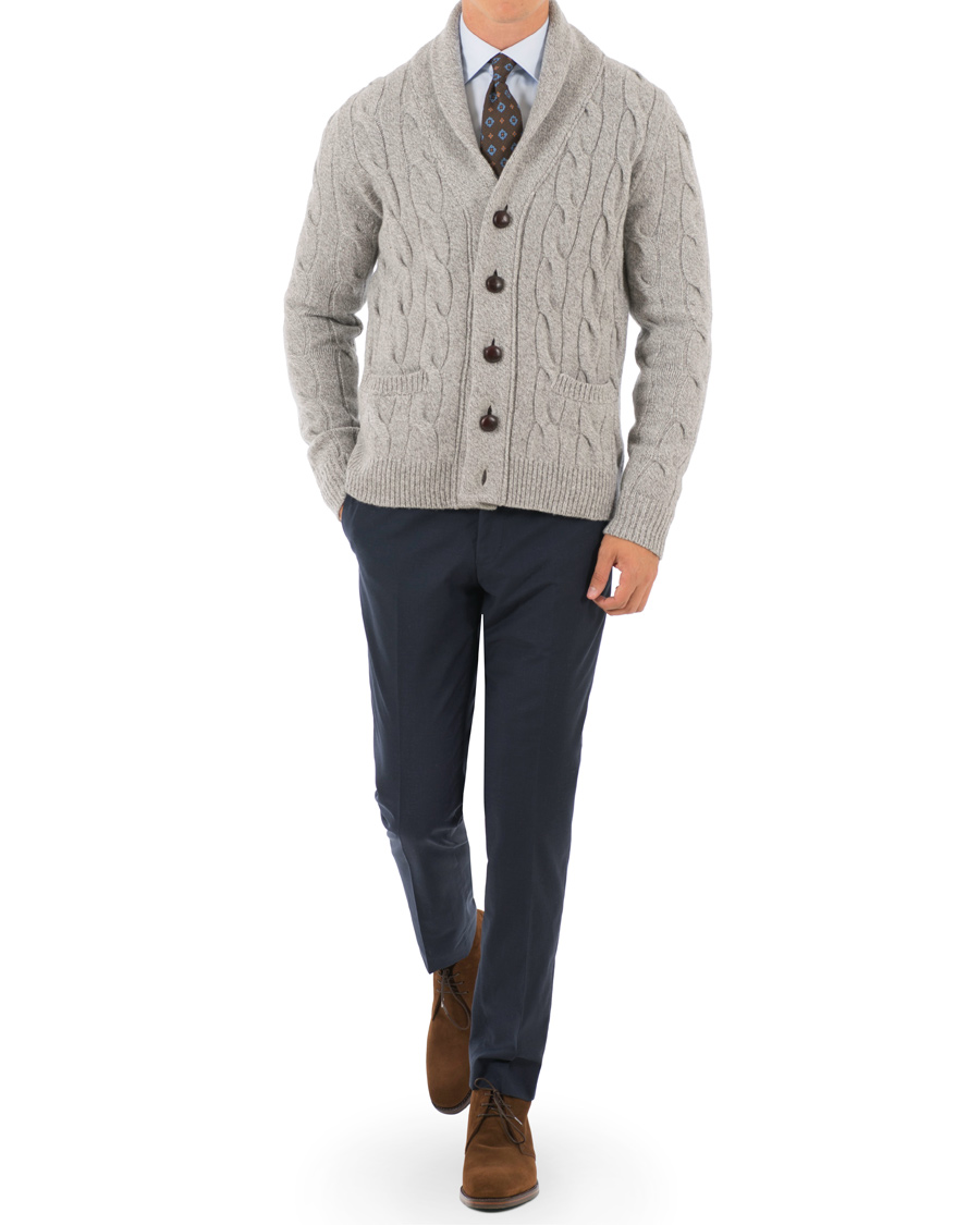 Herr | Tröjor | Morris Heritage | Cable Cardigan Grey