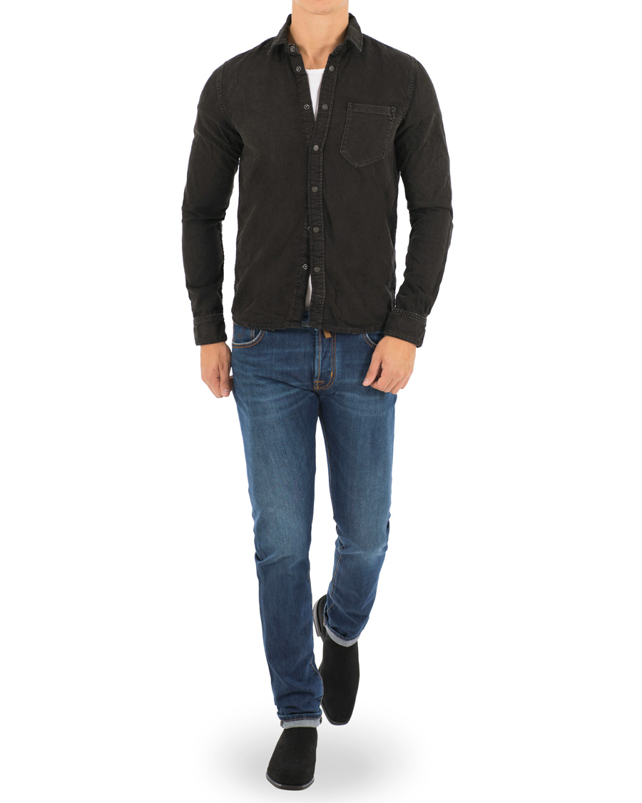 Herr | Skjortor | Nudie Jeans | Henry Blackened Indigo Shirt Black/Bue