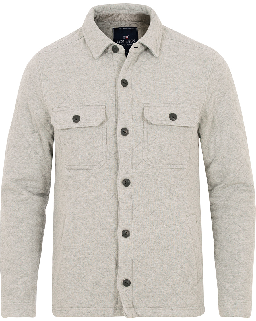 Herr | Jackor | Lexington | Bruce Quilted Jersey Shirt Jacket Heather Grey Melange
