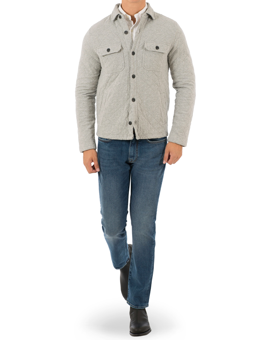 Herr | Jackor | Lexington | Bruce Quilted Jersey Shirt Jacket Heather Grey Melange