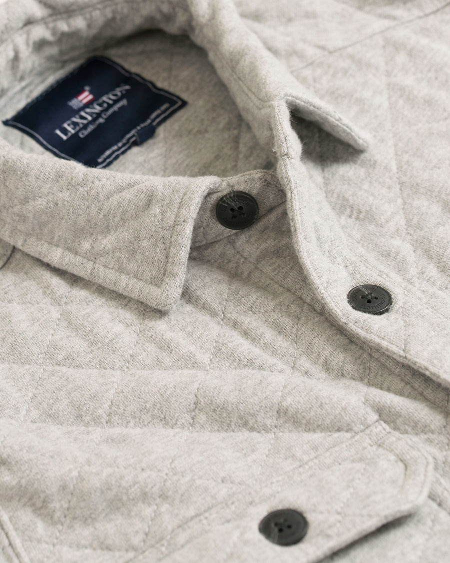 Herr | Jackor | Lexington | Bruce Quilted Jersey Shirt Jacket Heather Grey Melange