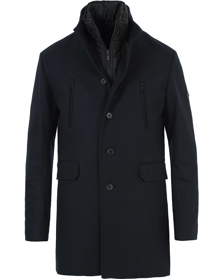 Herr | Jackor | J.Lindeberg | Gavin Stand Up Collar Compact Melton Coat Navy