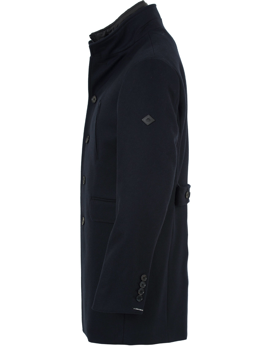 Herr | Jackor | J.Lindeberg | Gavin Stand Up Collar Compact Melton Coat Navy
