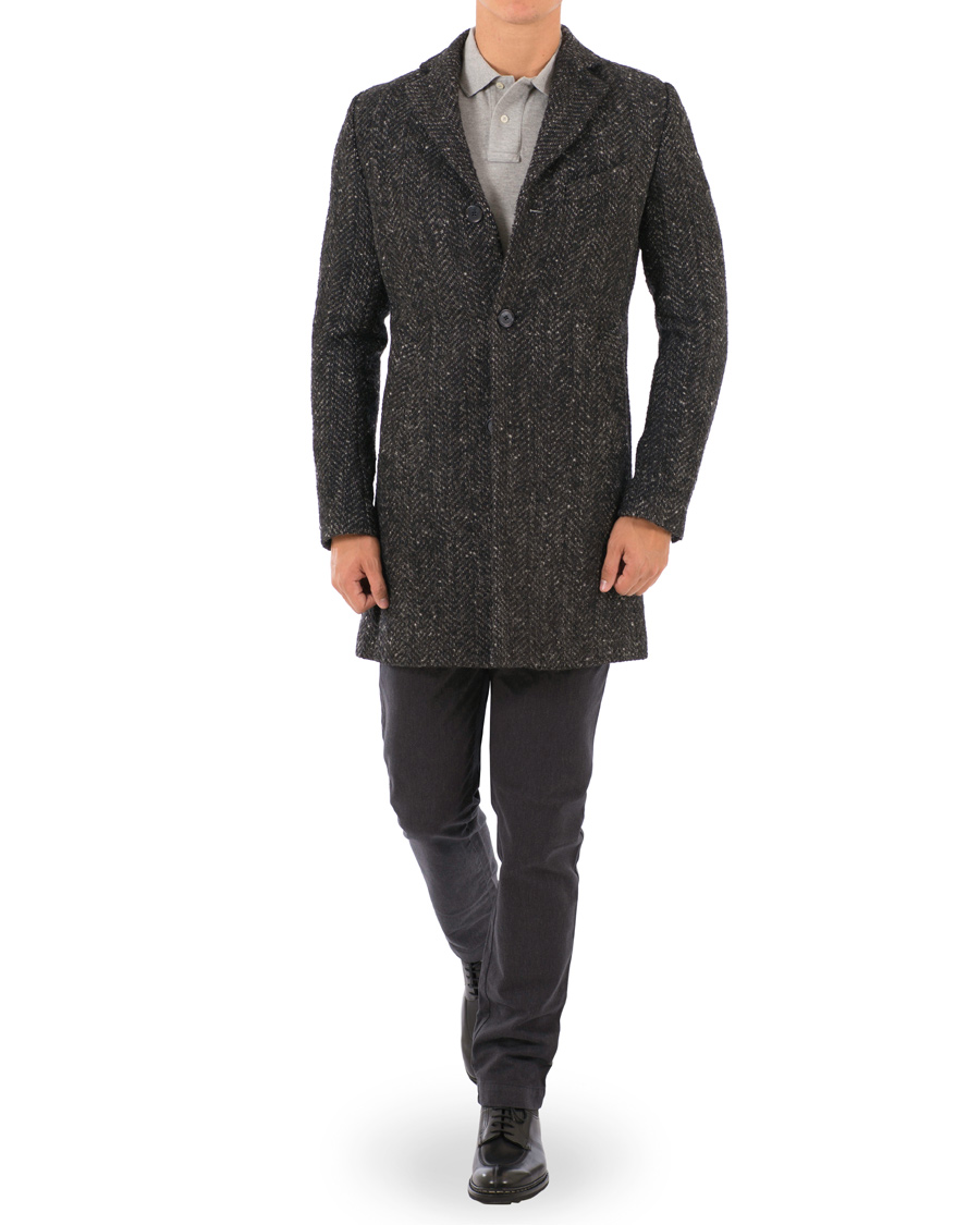 Herr | Jackor | J.Lindeberg | Wolger Rock Wool Herringbone Coat Black
