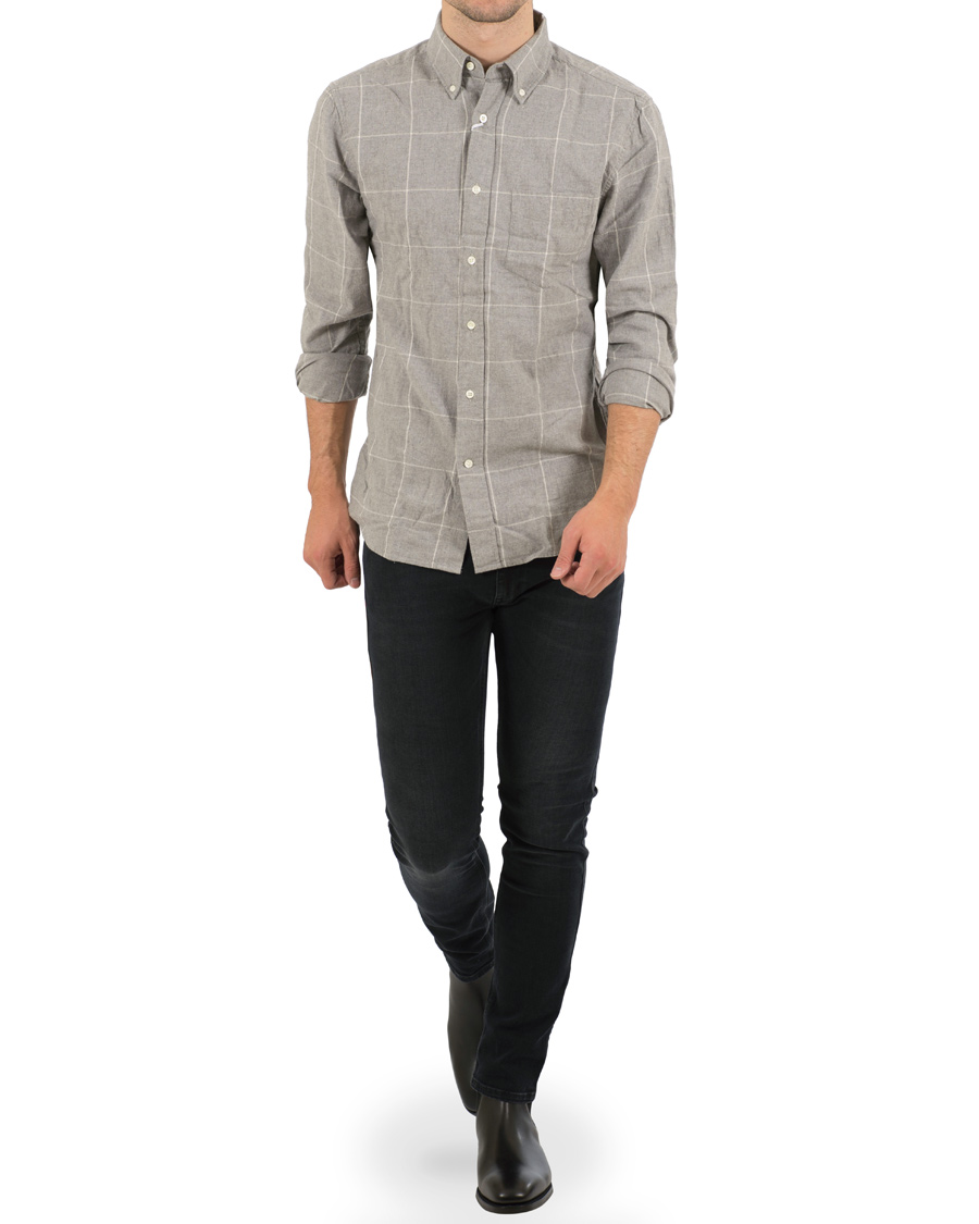 Herr | Skjortor | GANT Rugger | Windblown Flannel Check Slim Fit Shirt Grey Melange
