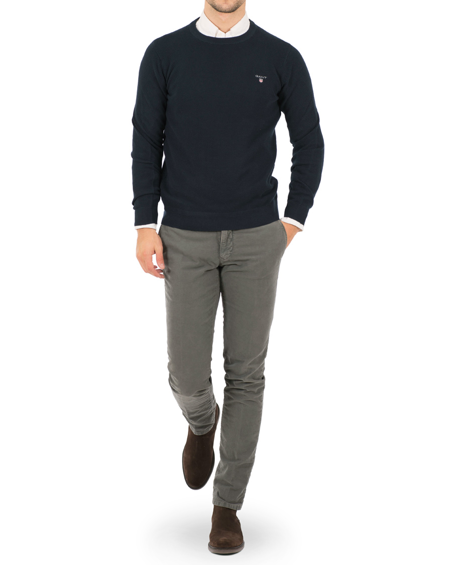 Herr | Tröjor | GANT | Cotton Pique Crew Neck Evening Blue