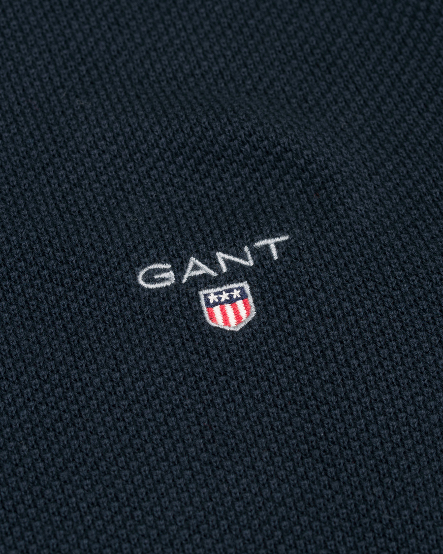 Herr | Tröjor | GANT | Cotton Pique Crew Neck Evening Blue