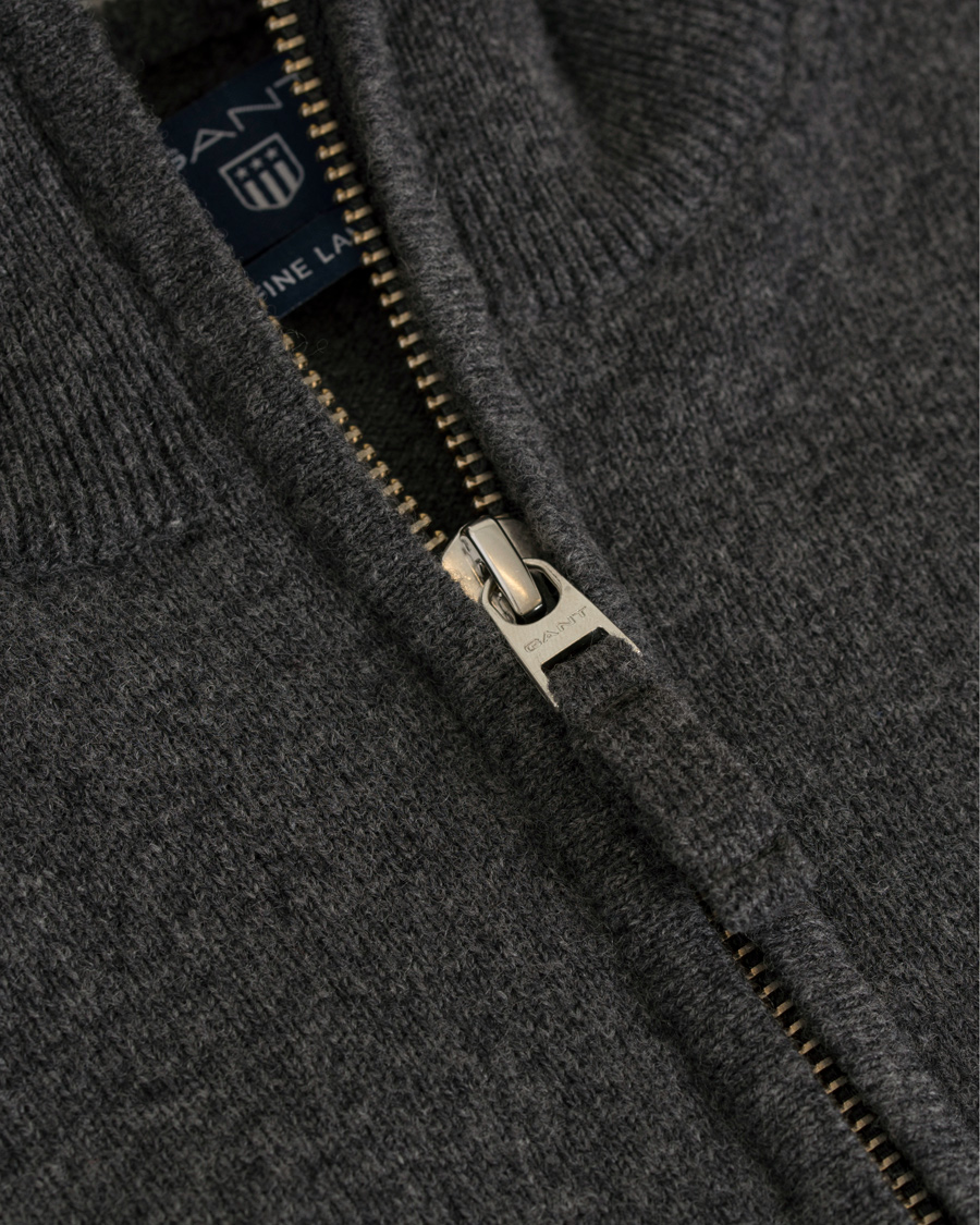 Herr | Tröjor | GANT | Super Fine Lambswool Half Zip Antracite Melange