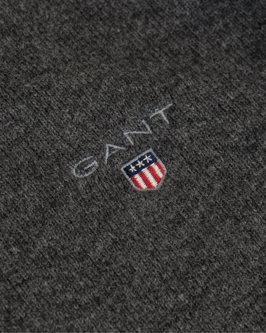 Herr | Tröjor | GANT | Super Fine Lambswool Half Zip Antracite Melange