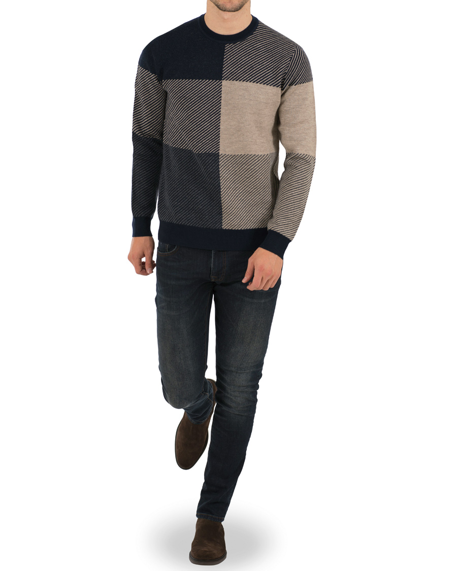 Herr | Tröjor | Aquascutum | Clapton Large Check Knit Navy