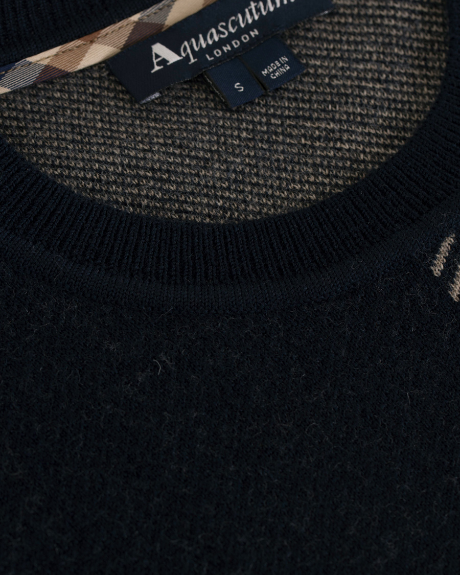 Herr | Tröjor | Aquascutum | Clapton Large Check Knit Navy