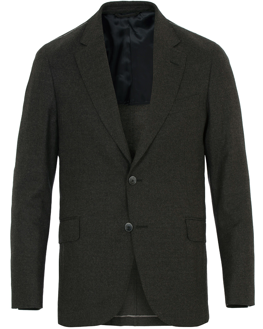 Herr | Kavajer | Hackett | Solid Flannel Suede Elbow Patch Blazer Grey