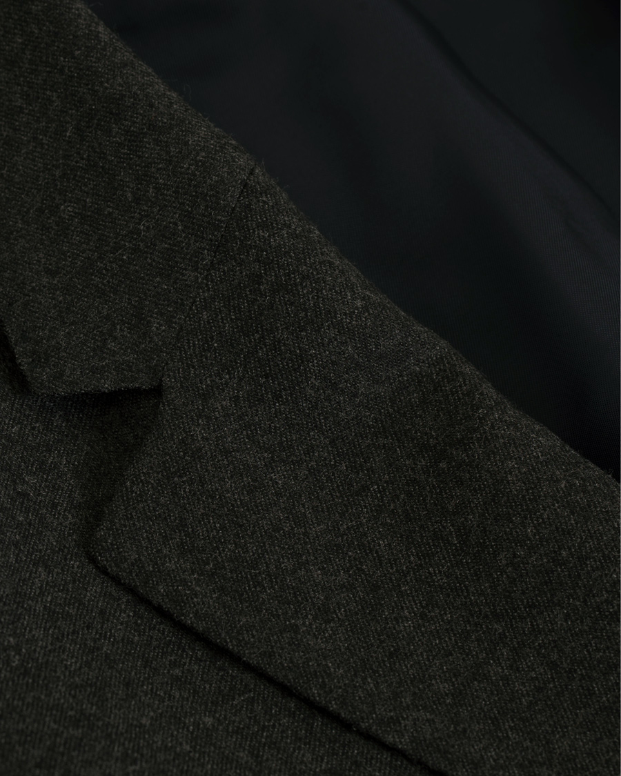 Herr | Kavajer | Hackett | Solid Flannel Suede Elbow Patch Blazer Grey