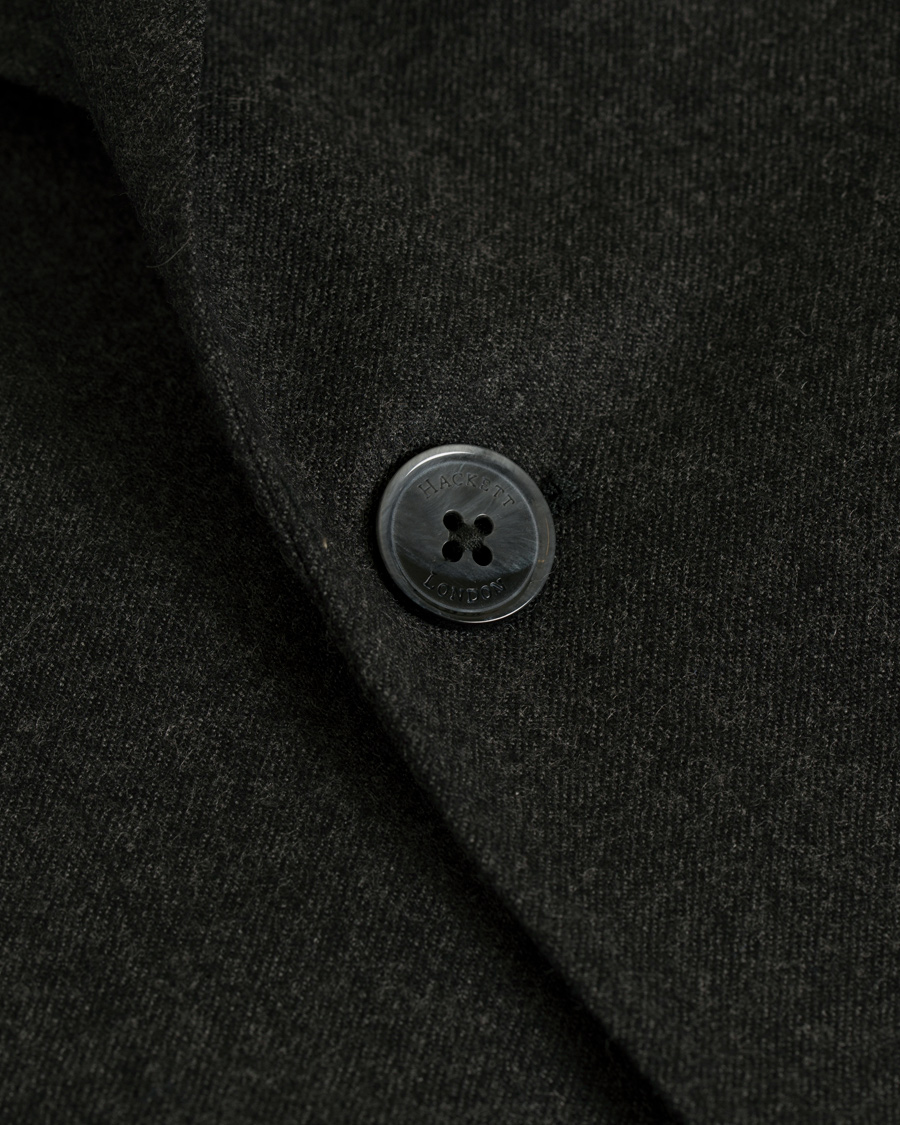 Herr | Kavajer | Hackett | Solid Flannel Suede Elbow Patch Blazer Grey