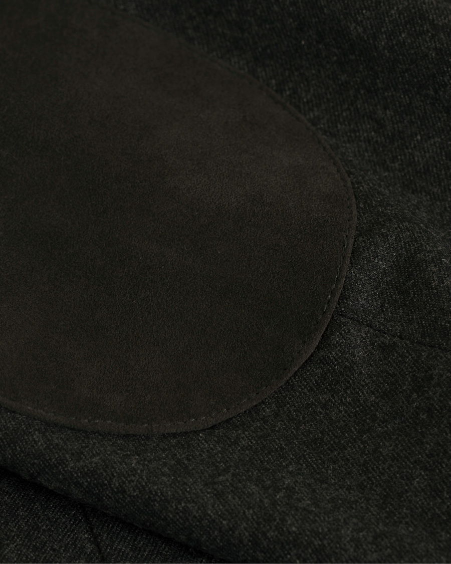 Herr | Kavajer | Hackett | Solid Flannel Suede Elbow Patch Blazer Grey