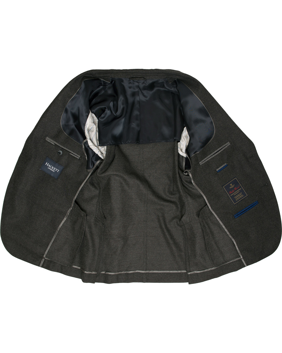 Herr | Kavajer | Hackett | Solid Flannel Suede Elbow Patch Blazer Grey