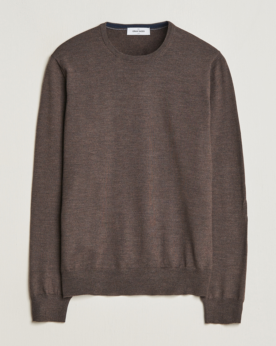 Herr | Tröjor | Gran Sasso | Merino Fashion Fit Crew Neck Pullover Brown