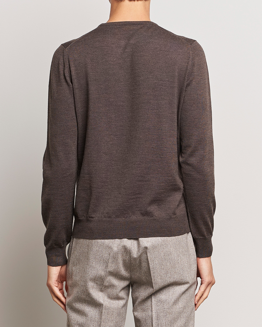 Herr | Tröjor | Gran Sasso | Merino Fashion Fit Crew Neck Pullover Brown