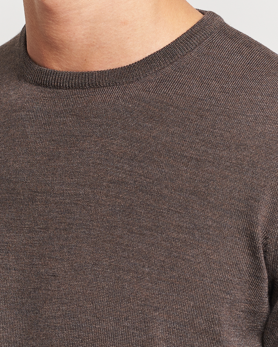 Herr | Tröjor | Gran Sasso | Merino Fashion Fit Crew Neck Pullover Brown