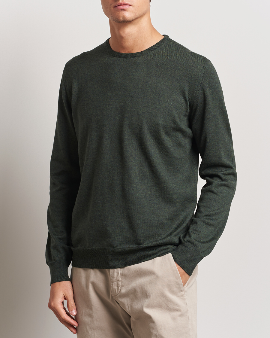 Herr | Pullover rundhals | Gran Sasso | Merino Fashion Fit Crew Neck Pullover Olive Green