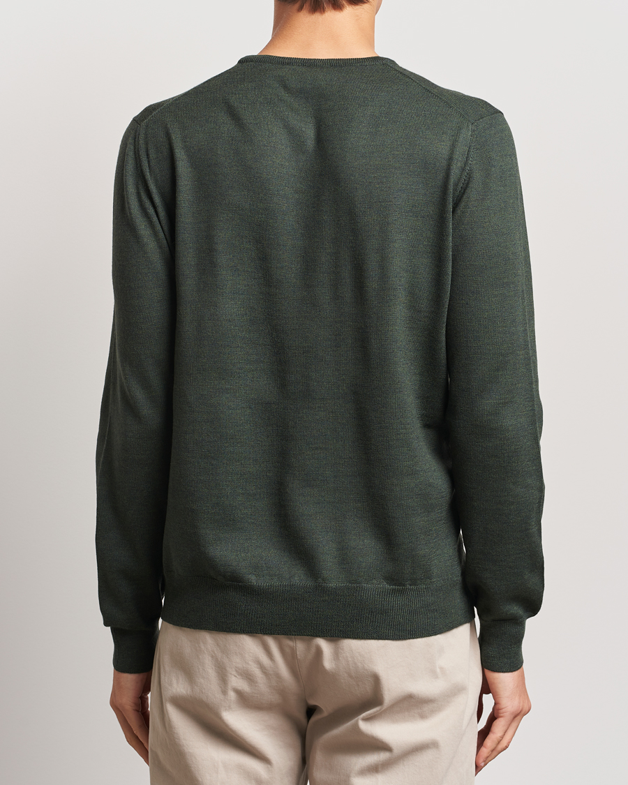 Herr | Tröjor | Gran Sasso | Merino Fashion Fit Crew Neck Pullover Olive Green