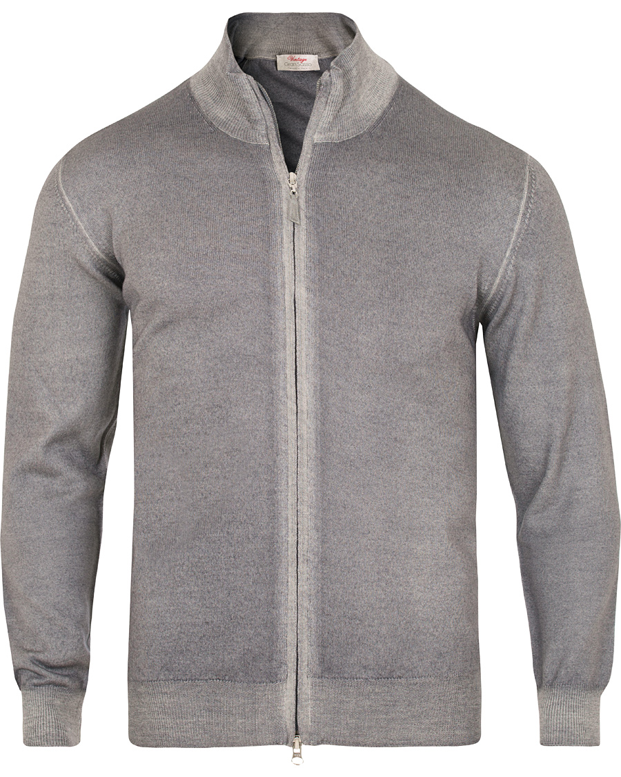 Herr | Tröjor | Gran Sasso | Merino Vintage Full Zip Light Grey