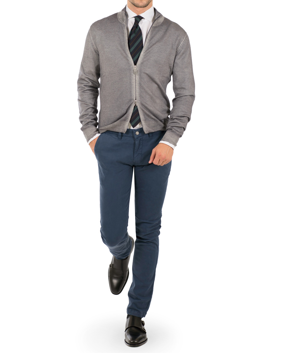 Herr | Tröjor | Gran Sasso | Merino Vintage Full Zip Light Grey