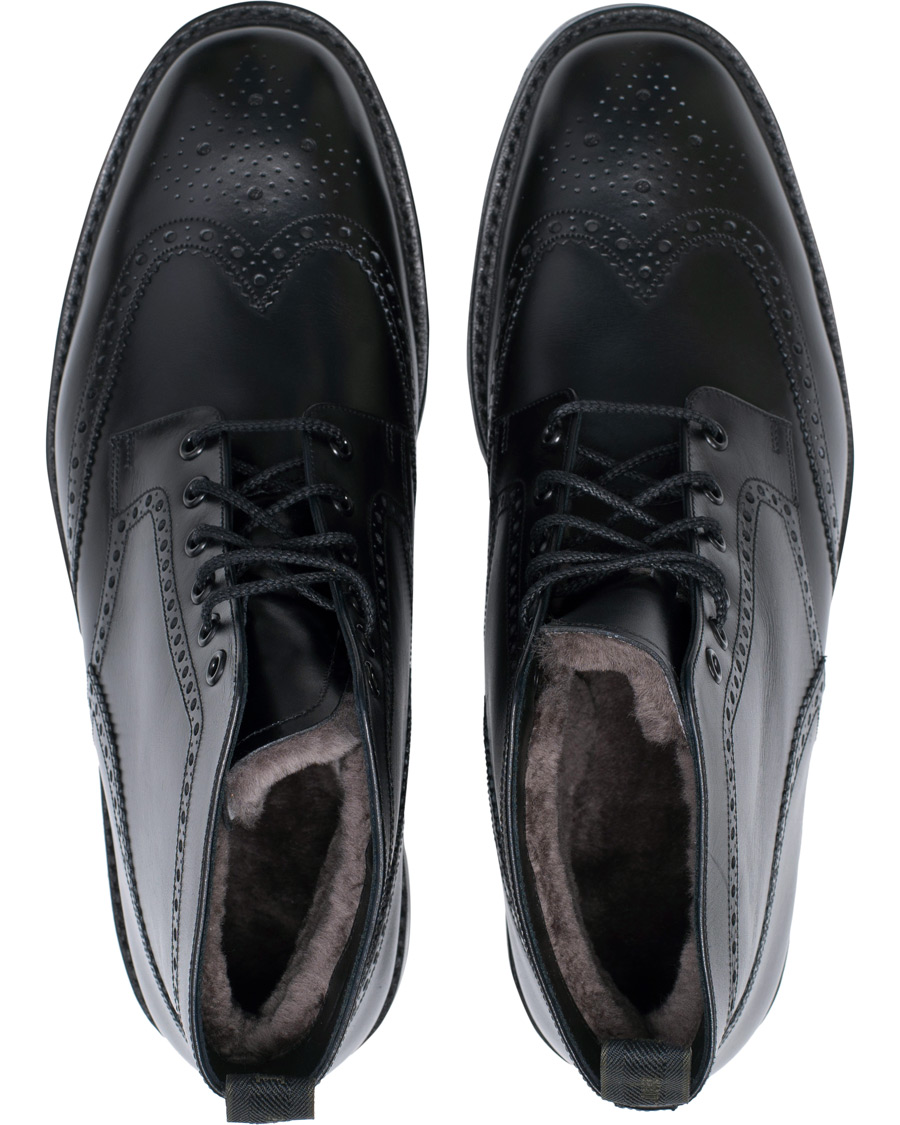 Herr | Loake 1880 Wolf Premium Fur Lined Brogue Black Calf | Loake 1880 | Wolf Premium Fur Lined Brogue Black Calf
