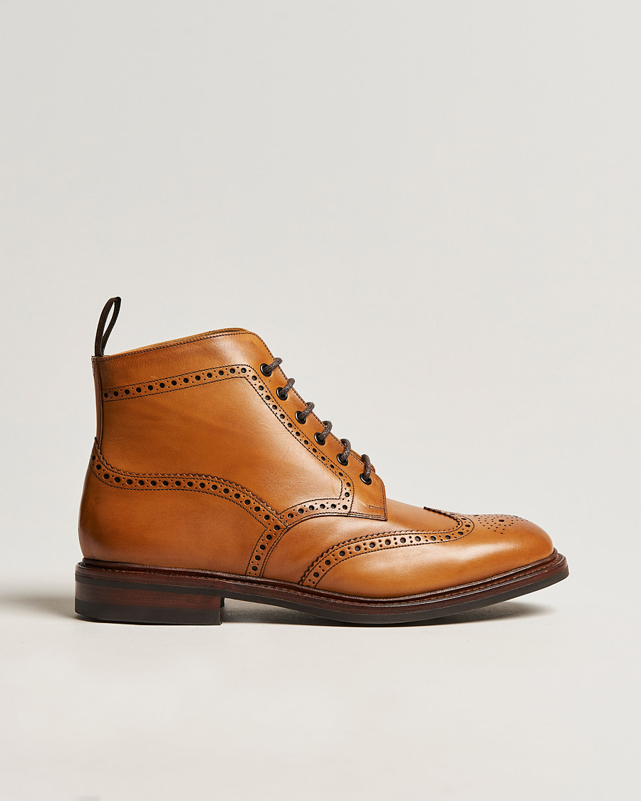 Herr | Loake 1880 Wolf Premium Fur Lined Brogue Tan Burnished Calf | Loake 1880 | Wolf Premium Fur Lined Brogue Tan Burnished Calf