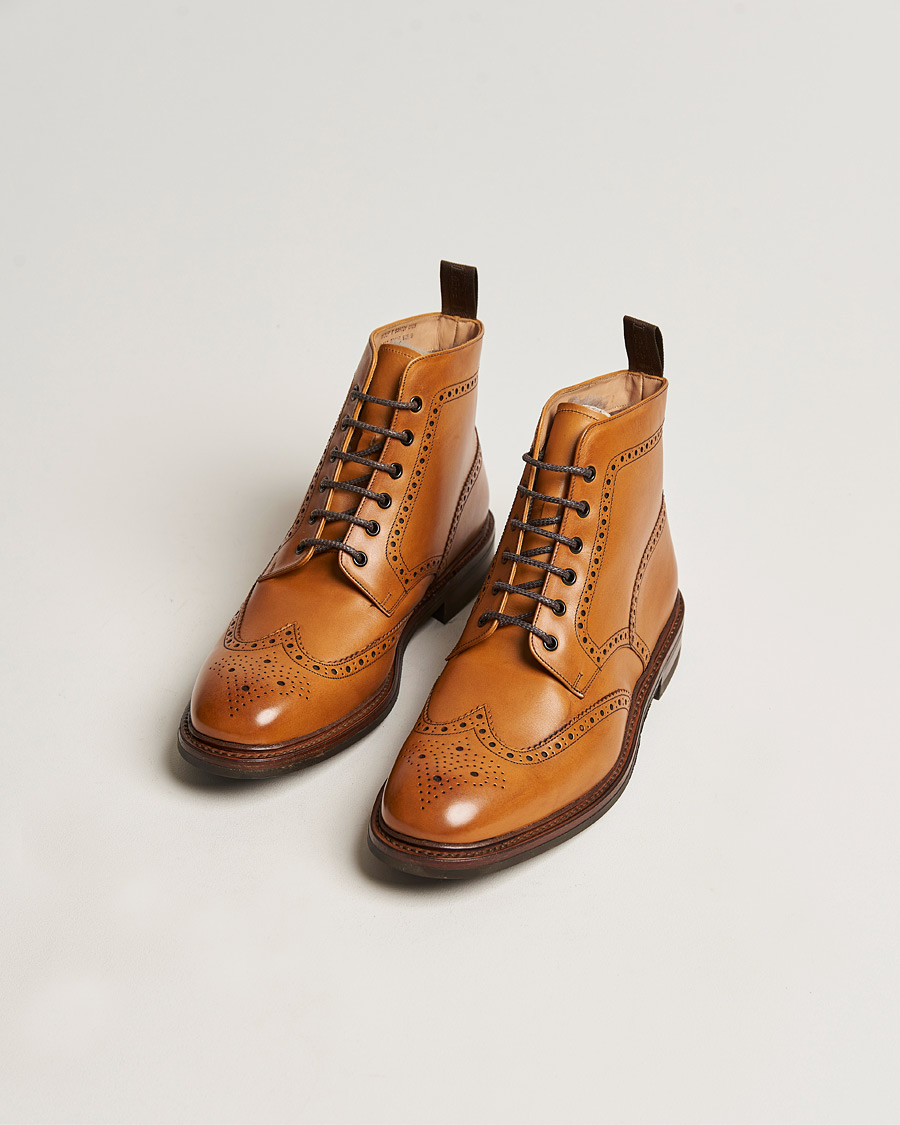 Herr | Loake 1880 Wolf Premium Fur Lined Brogue Tan Burnished Calf | Loake 1880 | Wolf Premium Fur Lined Brogue Tan Burnished Calf