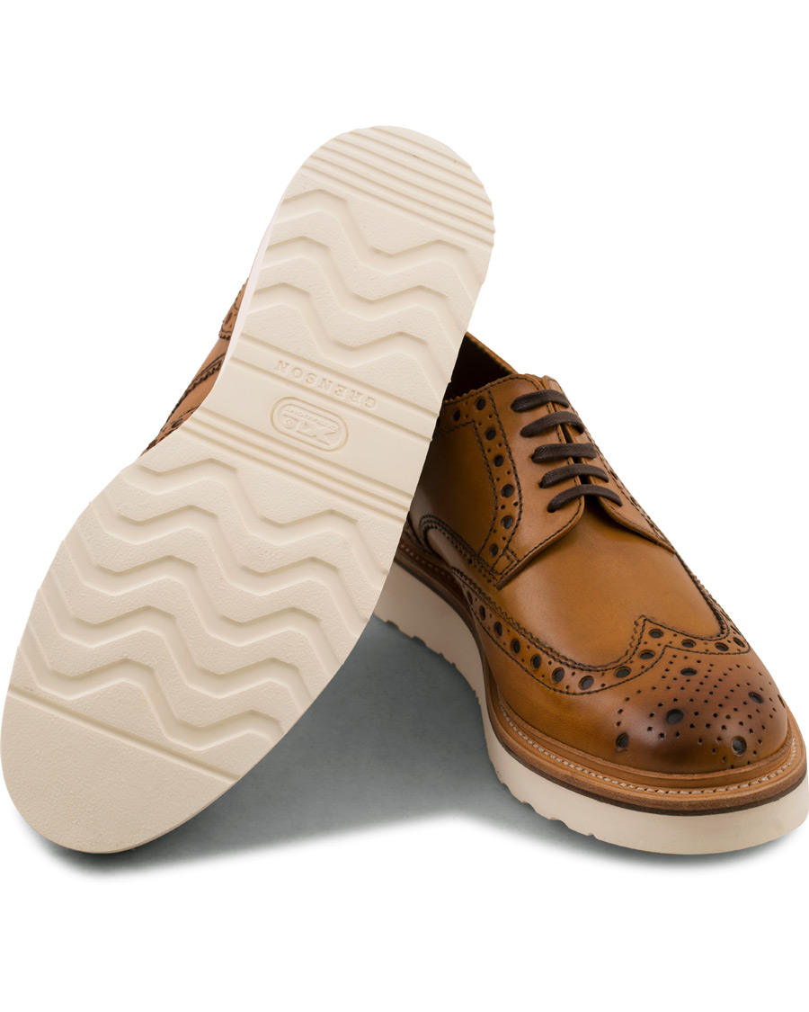 Herr | Grenson Archie Brogue Derby Wedge Sole Tan Calf | Grenson | Archie Brogue Derby Wedge Sole Tan Calf