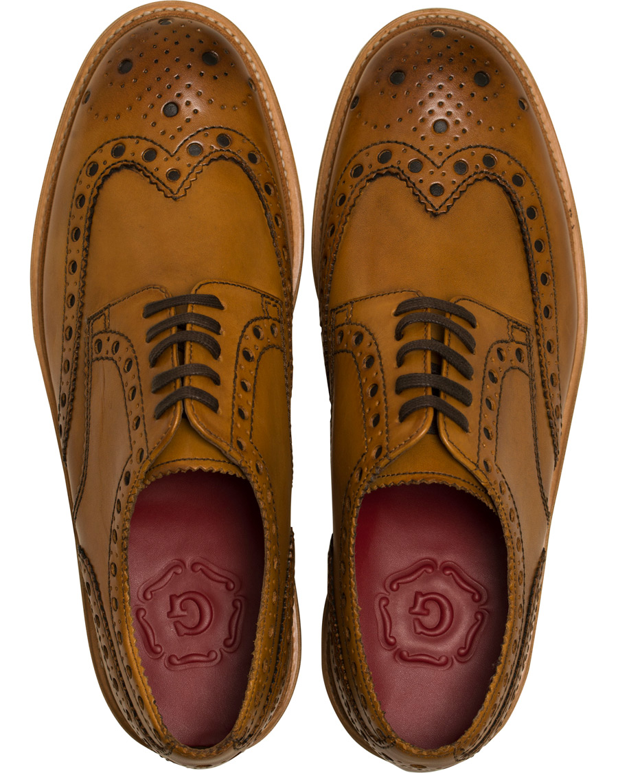 Herr | Grenson Archie Brogue Derby Wedge Sole Tan Calf | Grenson | Archie Brogue Derby Wedge Sole Tan Calf
