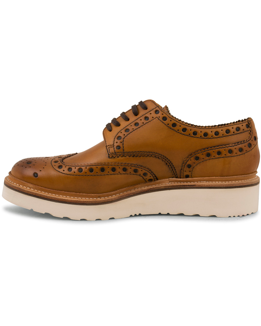 Herr | Grenson Archie Brogue Derby Wedge Sole Tan Calf | Grenson | Archie Brogue Derby Wedge Sole Tan Calf