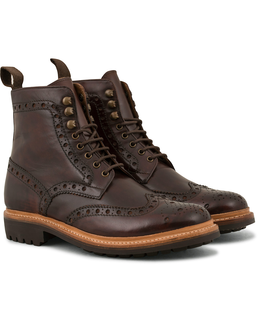 Herr | Grenson Fred Brogue Boot Commando Sole Brown Calf | Grenson | Fred Brogue Boot Commando Sole Brown Calf