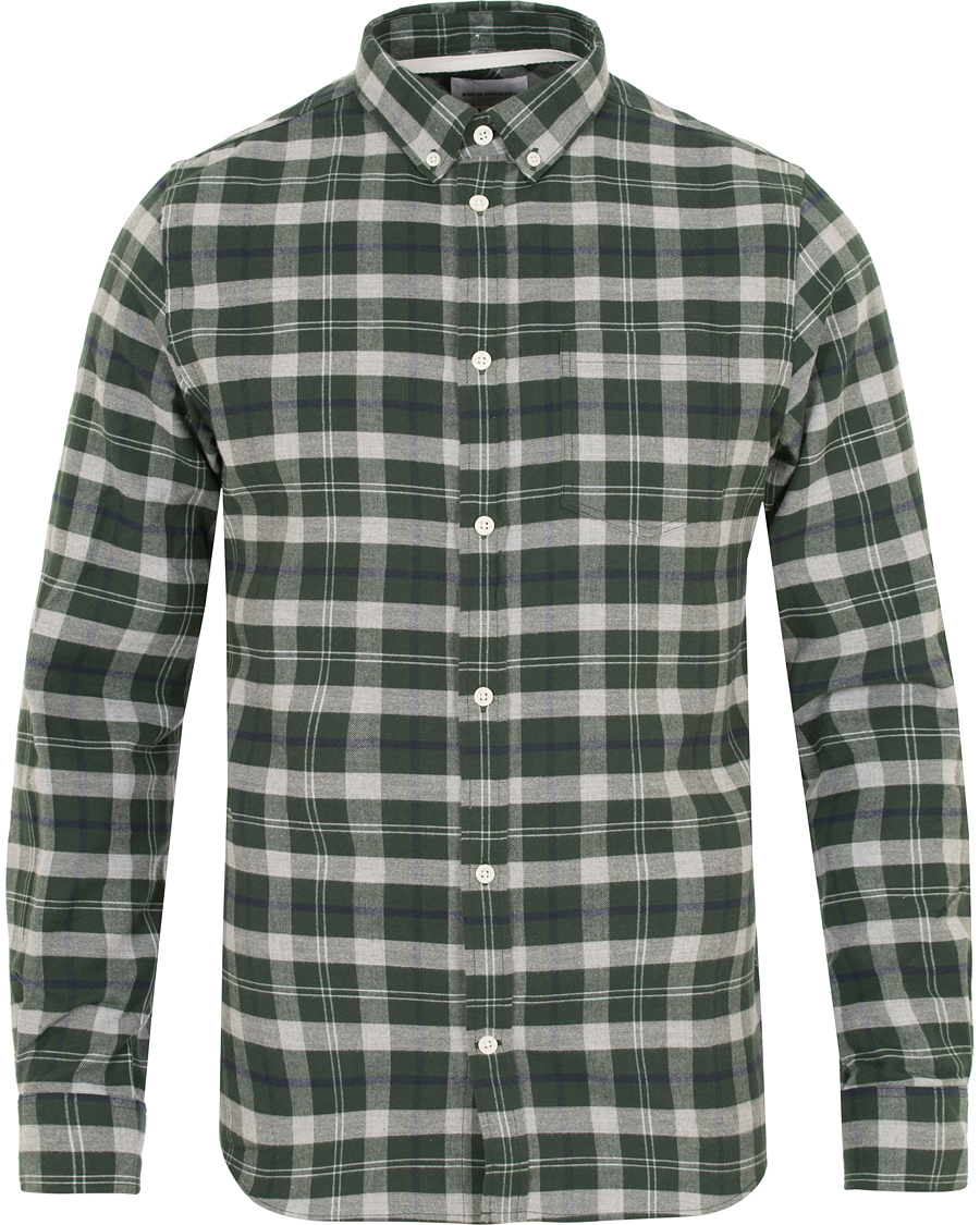 Herr | Skjortor | Norse Projects | Anton Flannel Check Shirt Moss Green/Charcoal