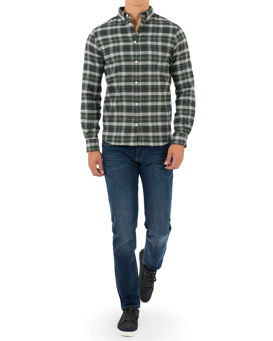 Herr | Skjortor | Norse Projects | Anton Flannel Check Shirt Moss Green/Charcoal