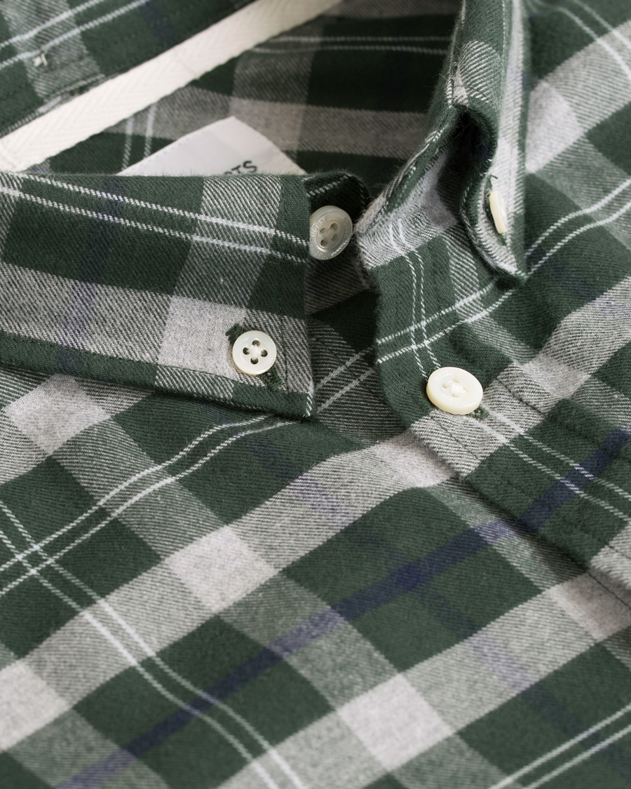 Herr | Skjortor | Norse Projects | Anton Flannel Check Shirt Moss Green/Charcoal
