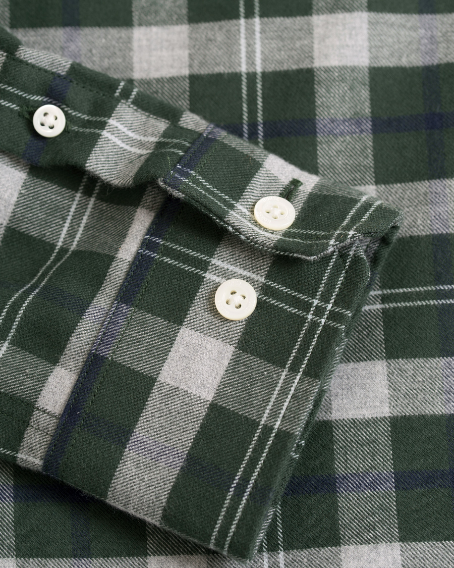 Herr | Skjortor | Norse Projects | Anton Flannel Check Shirt Moss Green/Charcoal