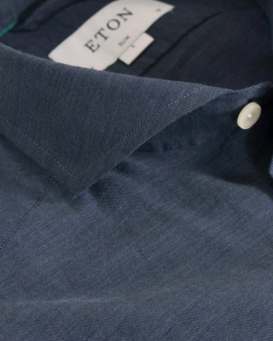 Herr | Skjortor | Eton | Slim Fit Flannel Shirt Dark Blue