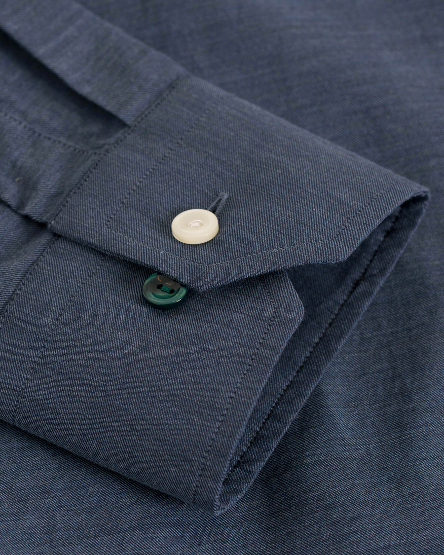 Herr | Skjortor | Eton | Slim Fit Flannel Shirt Dark Blue