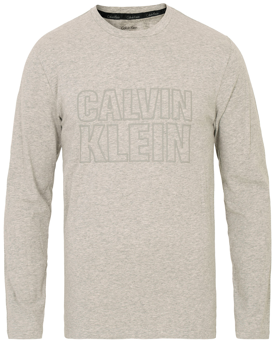 Herr | T-Shirts | Calvin Klein | Jeans Logo Long Sleeve Crew Neck Tee Grey