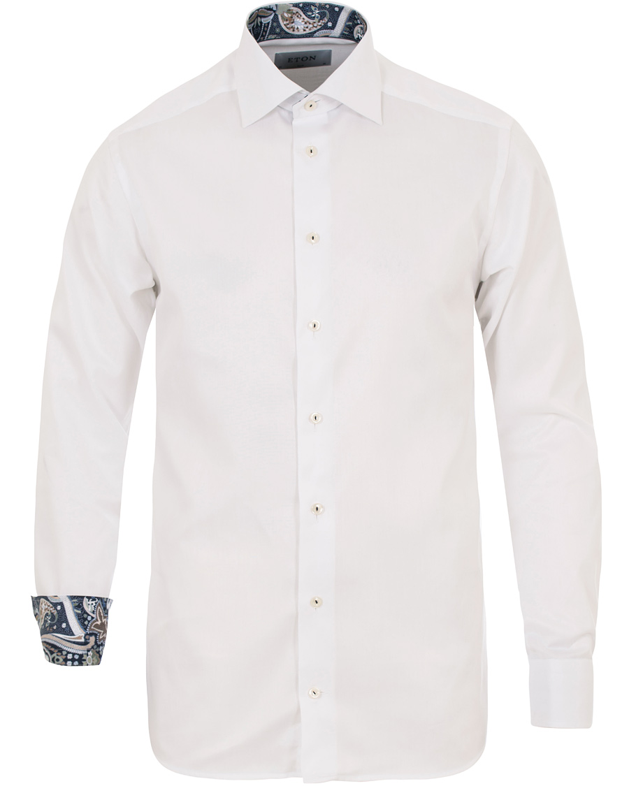 Herr | Skjortor | Eton | Super Sim Contrast Flower Shirt White