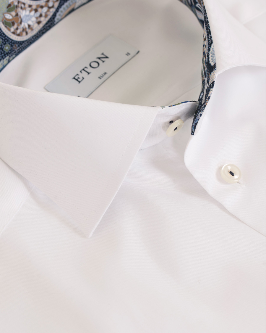 Herr | Skjortor | Eton | Super Sim Contrast Flower Shirt White