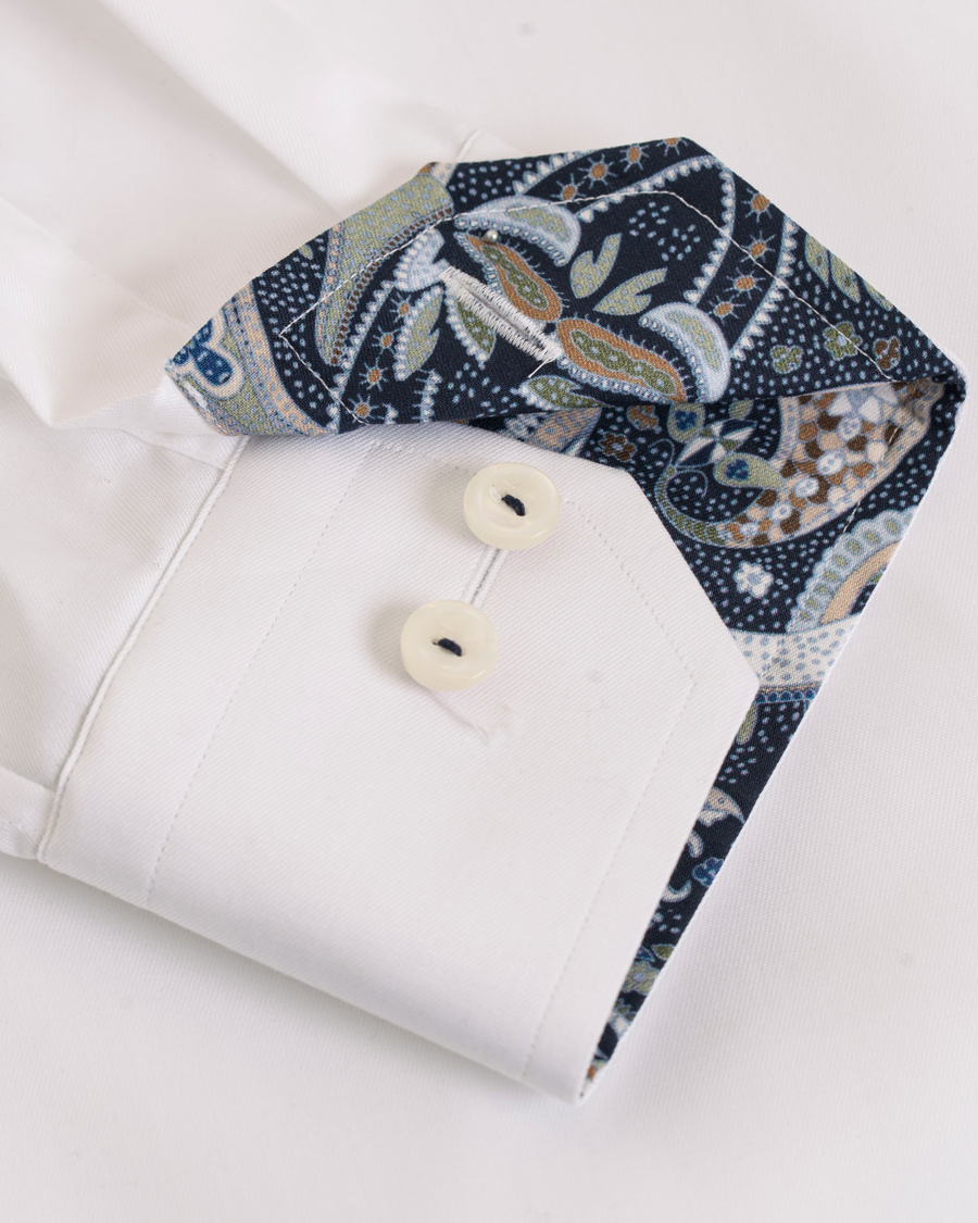 Herr | Skjortor | Eton | Super Sim Contrast Flower Shirt White