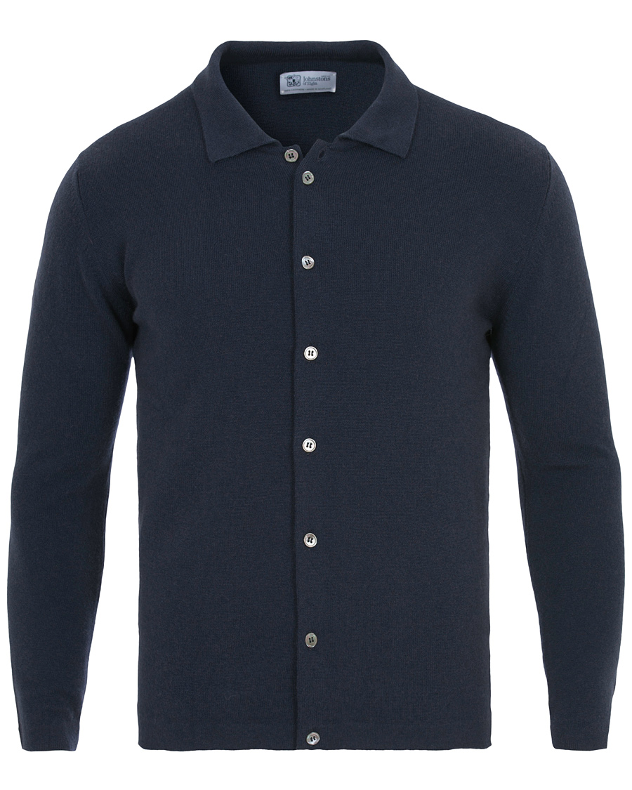 Herr | Tröjor | Johnstons of Elgin | Cashmere Cardigan Navy