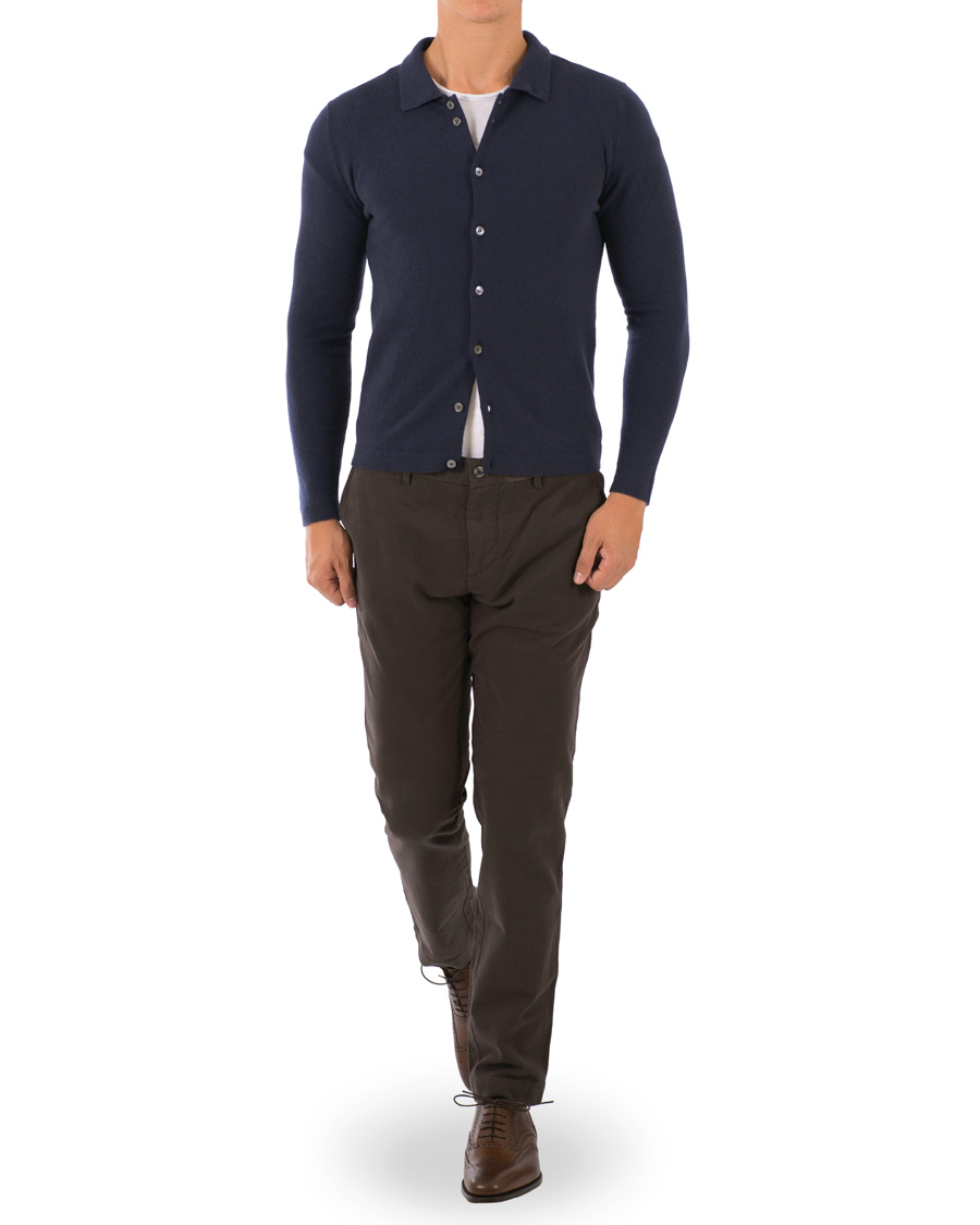 Herr | Tröjor | Johnstons of Elgin | Cashmere Cardigan Navy