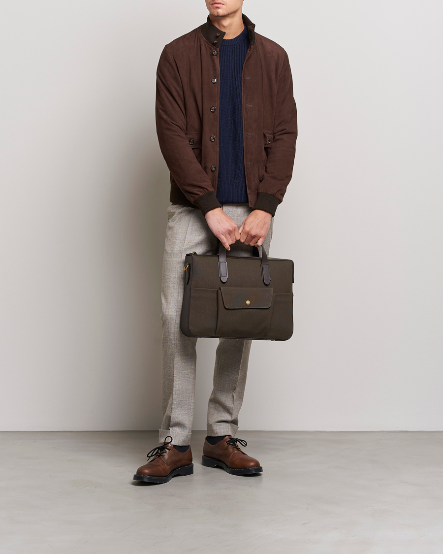 Herr | Business & Beyond | Mismo | M/S Canvas Briefcase Army/Dark Brown