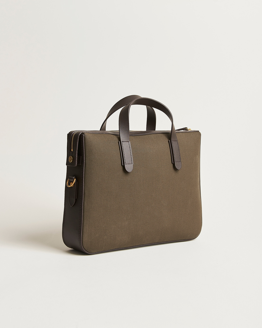 Herr | Mismo M/S Canvas Briefcase Army/Dark Brown | Mismo | M/S Canvas Briefcase Army/Dark Brown