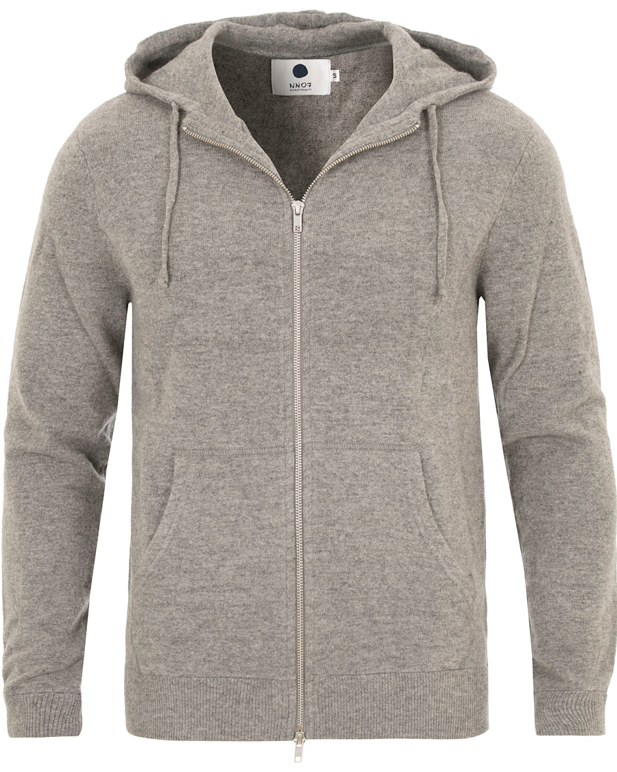 Herr | Tröjor | NN07 | Wool Full Zip Hoodie Light Grey